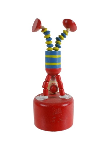Clown en bois articulé jouet traditionnel de compétence compression