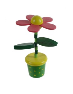 Jouet à presser traditionnel fleur en bois articulé avec base en bois jeu d'adresse pour enfants