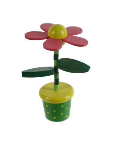 Flor de fusta articulat joguina tradicional d'estrènyer amb base de fusta joc d'habilitat infantil.