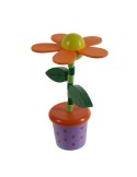 Flor naranja de madera articulado juguete tradicional de apretar con base de madera juego de habilidad infantil