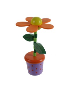 Flor naranja de madera articulado juguete tradicional de apretar con base de madera juego de habilidad infantil