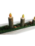 Centro de mesa de Navidad con velas de tronco de árbol decoración navideña hogar estilo nórdico