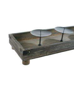 Portavelas  de Navidad de madera natural  para 4 velas portavelas de centro de mesa decoración Navideña 2