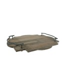 Bandeja o centro de mesas de madera natural con asas estilo vintage