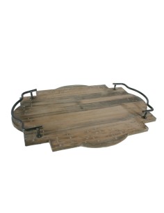Plateau ou centre de tables en bois naturel avec des poignées de style vintage 2