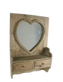Mueble espejo de madera forma corazón con cajones estilo nórdico