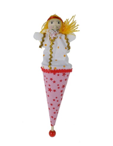 Marionnette à cône en carton avec un visage en bois, jouet classique et traditionnel pour garçons et filles