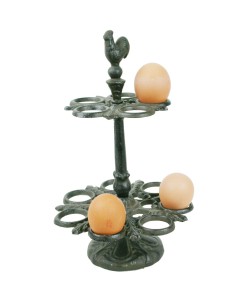 Dispensador de huevos de hierro colado de sobremesa estilo nórdico color negro utensilio de cocina