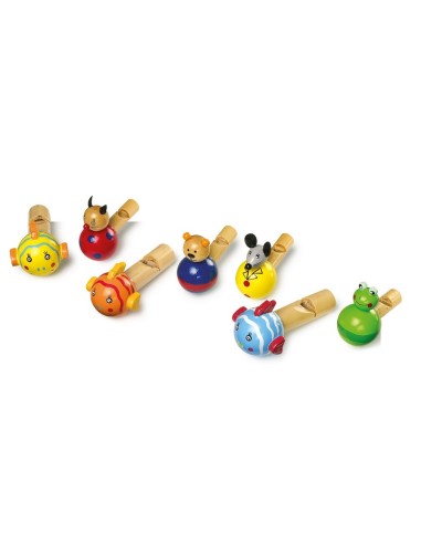 Sifflet en bois avec figurine d'animal, cadeau pour enfants aventureux et accessoire musical amusant