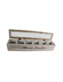 Caja de madera con 6 separadores en interior para bolsitas de thé e infusiones Caja de madera estilo vintage tapa transparente m