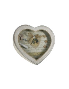 Costurer vintage forma de cor amb finestra 3D decorada de color gris amb compartiments a l'interior 2