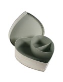 Costurero vintage forma de corazón con ventana 3D decorada de color gris con compartimientos en interior