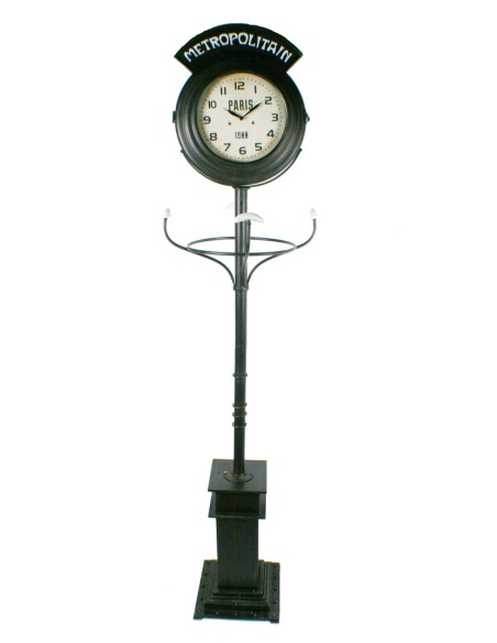 Colgador y reloj de columna dos esferas estilo industrial decoración hogar muy original. Medidas: 210X50 cm.