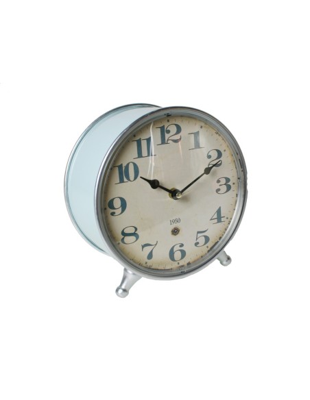 Reloj de sobremesa color azul estilo vintage números grandes para sala estar chimenea decoración hogar. Medidas: 23xØ21x10 cm.