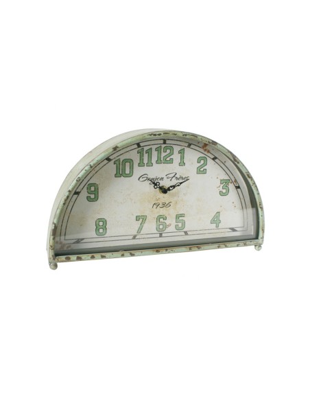 Reloj de sobremesa color verde estilo vintage números grandes para sala estar chimenea decoración hogar. Medidas: 21x37x7 cm.