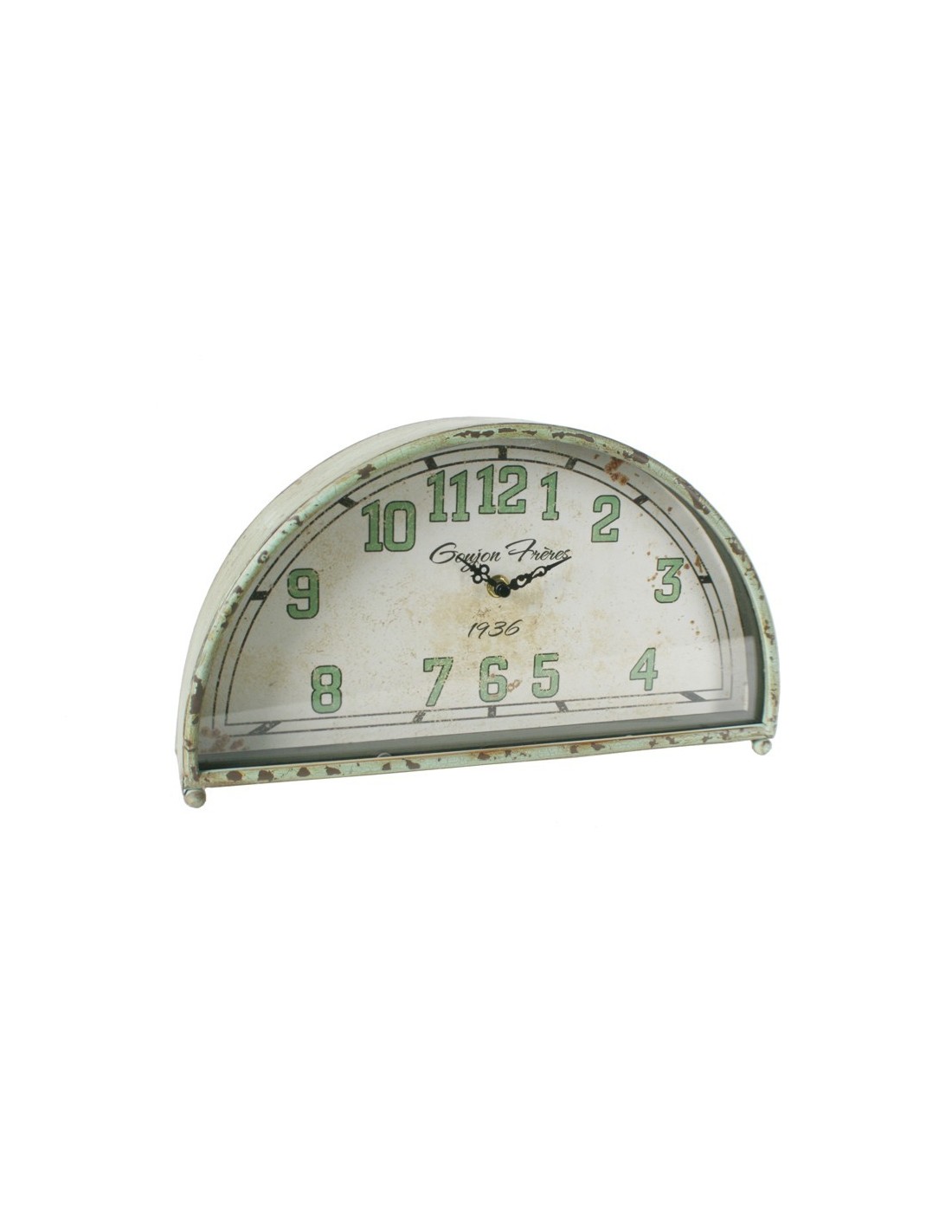 Reloj sobremesa color verde vintage números grandes forma medialuna