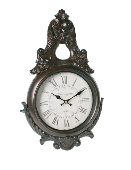 Reloj de pared en metal y hierro números romanos decoración vintage hogar comedor, cocina, recibidor. Medidas: 60x32x6 cm.