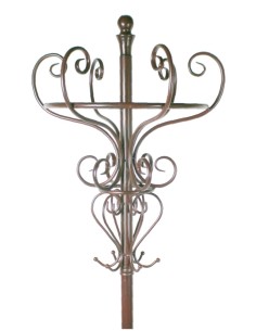 Penjador de peu acabat en ferro forja color òxid amb paraigüer 2