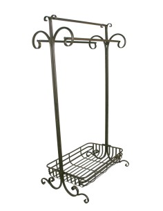 Tovalloler Auxiliar amb Tres Barres de Metall i Cistella Multiusos Estil Vintage.