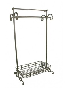 Tovalloler Auxiliar amb Tres Barres de Metall i Cistella Multiusos Estil Vintage. 2