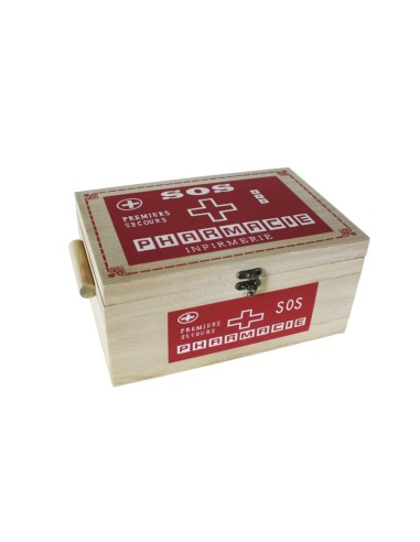 Caja de medicinas con bandeja de madera