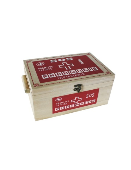 Caja de medicinas con bandeja extraíble de madera. Medidas: 15x33x20 cm.