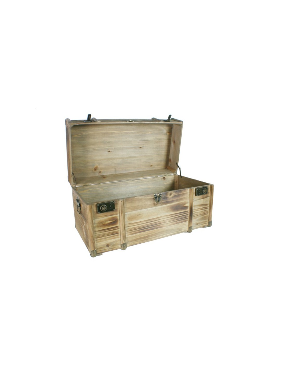 Baúl grande de madera marrón con cerradura estilo granja diseño rústico  forrado baúl de almacenamiento con asas de cuerda