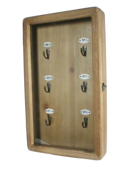 Vitrina portallaves de madera rustica para colgar en la pared. Medidas: 50x30x7 cm.