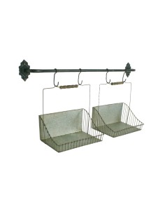 Cistelles de metall amb suport per a paret acabada en zinc cistelles per emmagatzematge decoració llar vintage