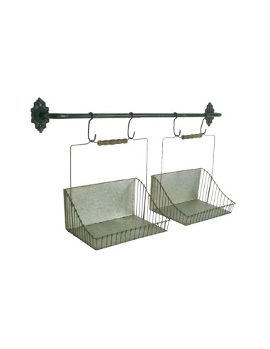 Cistelles de metall amb suport per a paret acabada en zinc cistelles per emmagatzematge decoració llar vintage