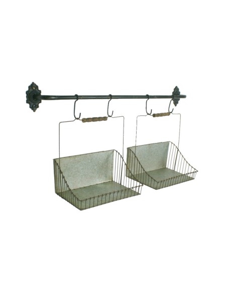 Cistelles de metall amb suport per a paret acabada en zinc cistelles per emmagatzematge decoració llar vintage