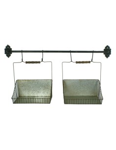 Cistelles de metall amb suport per a paret acabada en zinc cistelles per emmagatzematge decoració llar vintage 2