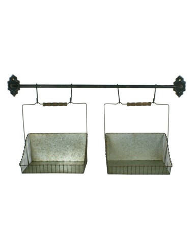 Cistelles de metall amb suport per a paret acabada en zinc cistelles per emmagatzematge decoració llar vintage