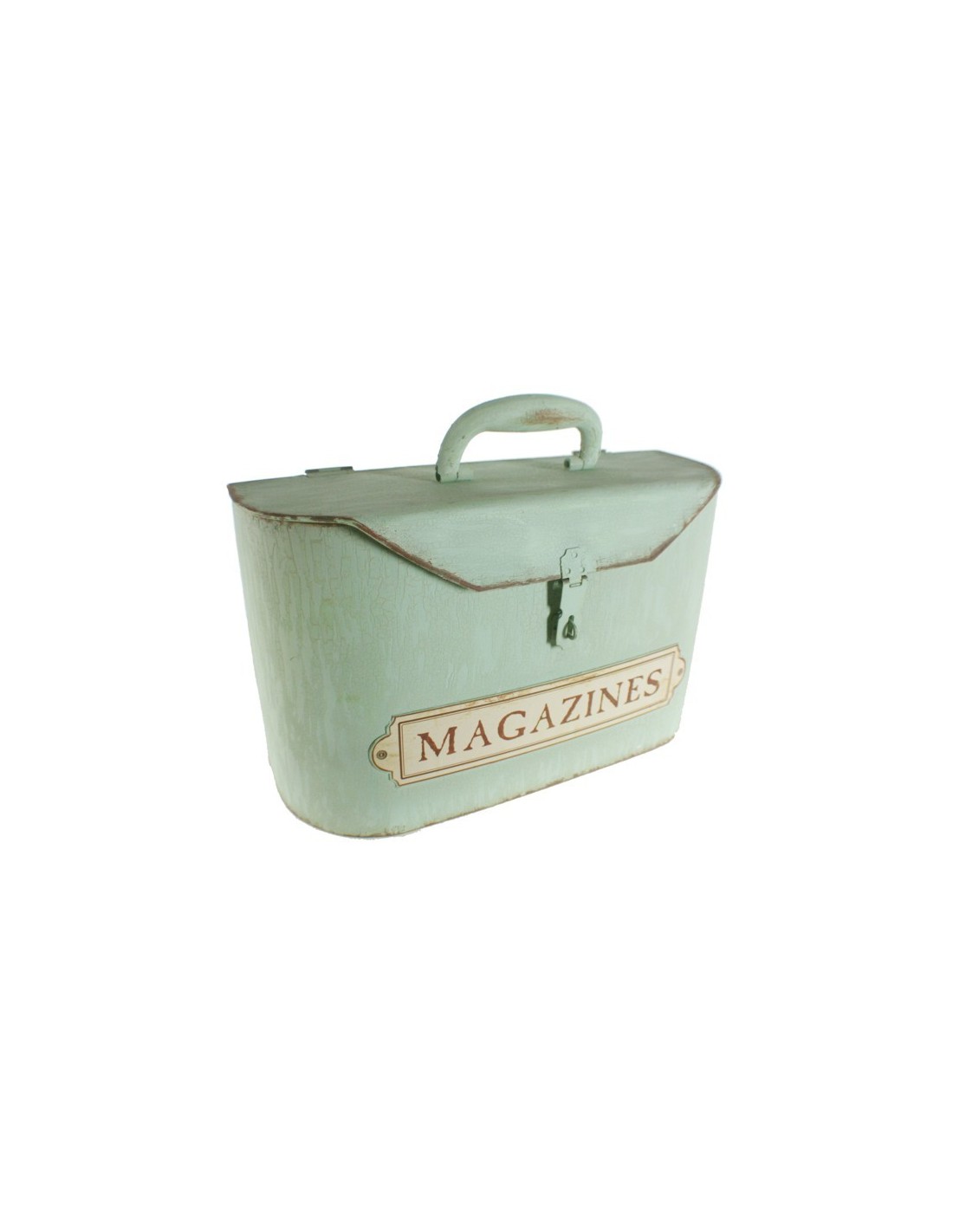 Caixa forma de maleta revister de metall estil vintage per guardar i emmagatzemar estil retro color verd