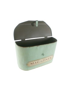 Caja forma de maleta revistero de metal estilo vintage para guardar y almacenar estilo retro color verde 2