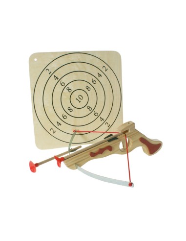 Jeu de lancement Diana pour enfant avec arbalète en bois et flèches à ventouse.