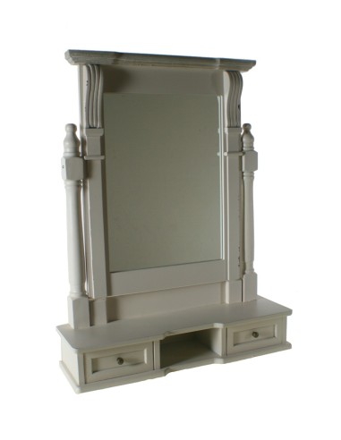 Moble mirall de fusta per a tocador amb calaixos en blanc vintage
