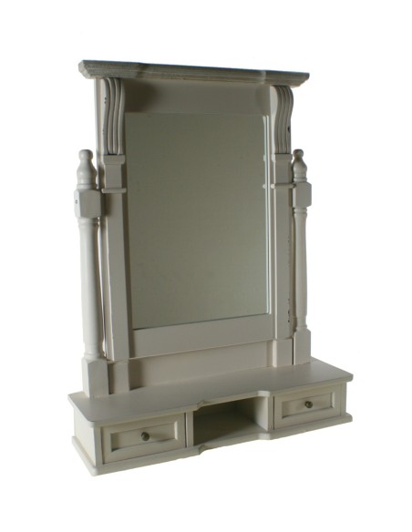 Mueble espejo de madera para tocador con cajones color blanco. Medidas: 67x52x15 cm.