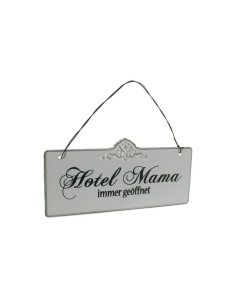 387/5000 Placa de metall amb inscripció Hotel Mama. Mesures: 21x10 cm.