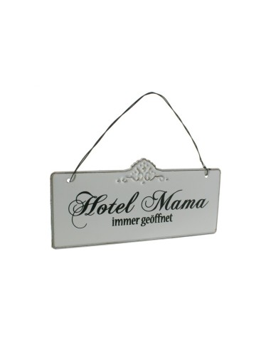 Plaque en métal avec inscription Hôtel Mama. Mesures: 21x10 cm.