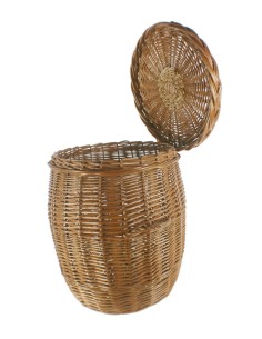 Cesto de Lavandería, Multiusos, Ropero de Mimbre, Color Cerezo con tapa, almacenaje, ropa. 2