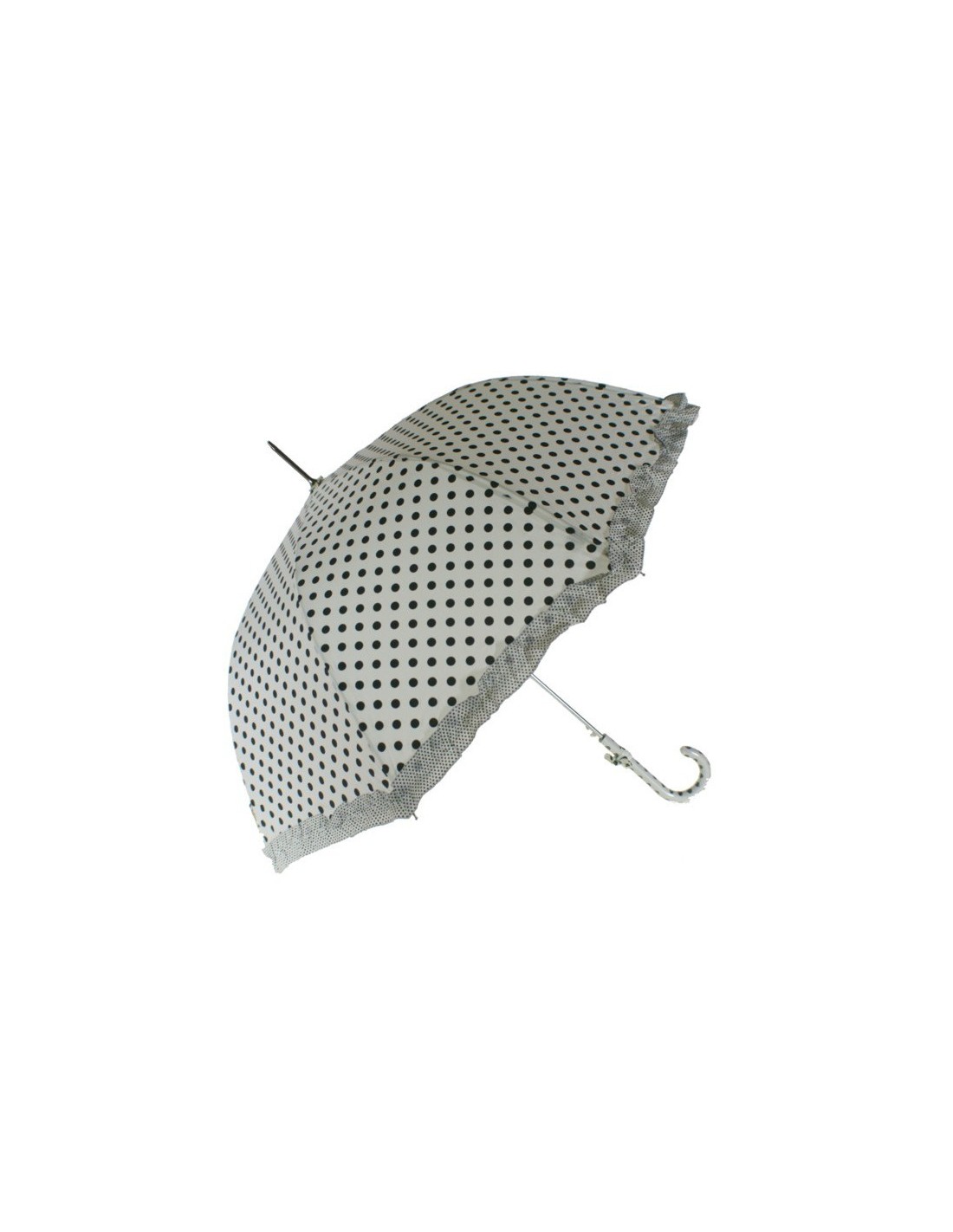 Paraguas de lluvia color blanco y topos negros y flecos a juego apertura automática regalo para día de la madre y amiga paraguas