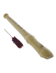 Flauta dulce de madera con cepillo limpiador. Medidas: 31xØ3 cm.