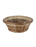 Panera o cesta redonda para el pan de mimbre de dos colores estilo rústico utensilio de mesa.