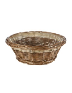 Panera o cesta redonda para el pan de mimbre de dos colores estilo rústico utensilio de mesa. Medidas: 10xØ26 cm.