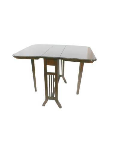 Mesa Auxiliar Plegable en Madera Maciza de Caoba Estilo Clásico Complemento Decoración Hogar.