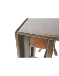 Taula Auxiliar Plegable a Fusta Massissa de Caoba Estil Clàssic Complement Decoració Llar 2