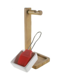 Brosse de cuisine et de pâtisserie en silicone avec support en bois de bambou et plaque en céramique 2