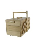 Costurero extensible grande de madera color natural con departamentos. Medidas plegado: 30x23x40 cm.