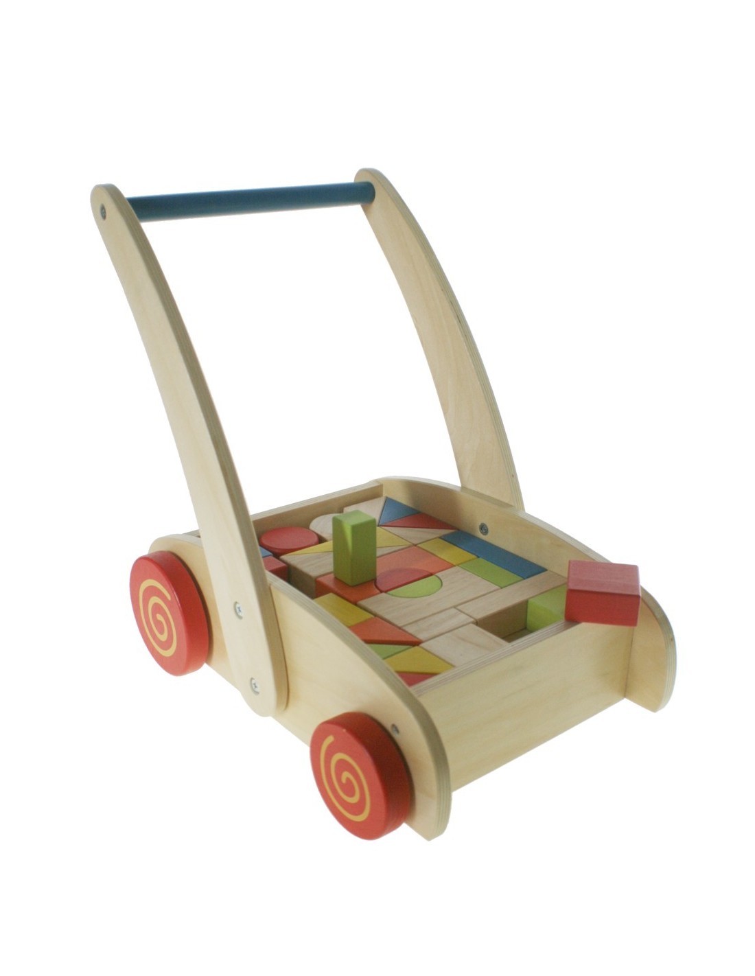 Carro de fusta primers passos cubs geomètrics joguina arrossegament